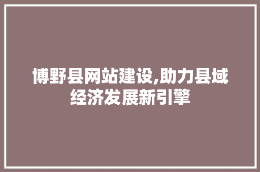 博野县网站建设,助力县域经济发展新引擎 RESTful API