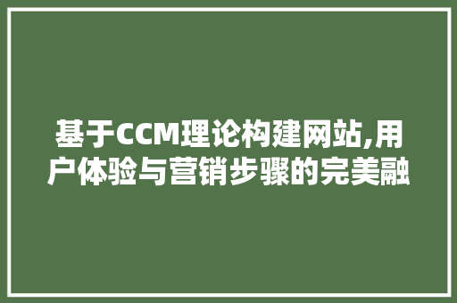 基于CCM理论构建网站,用户体验与营销步骤的完美融合 NoSQL