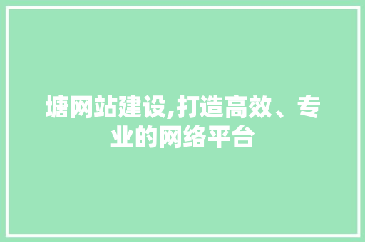 塘网站建设,打造高效、专业的网络平台 JavaScript