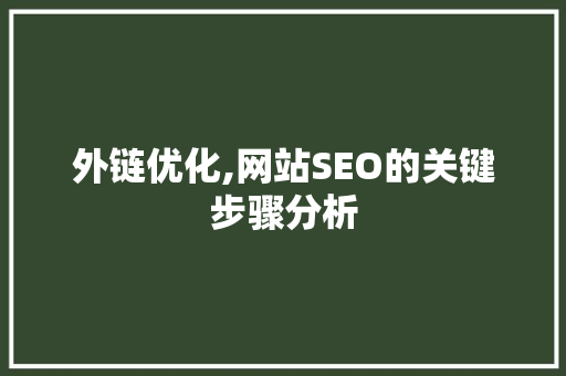 外链优化,网站SEO的关键步骤分析 HTML