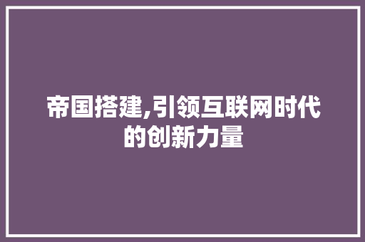 帝国搭建,引领互联网时代的创新力量