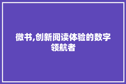 微书,创新阅读体验的数字领航者