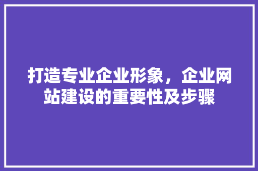 打造专业企业形象，企业网站建设的重要性及步骤 SQL