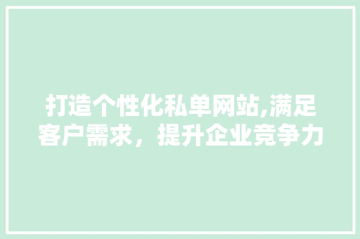 打造个性化私单网站,满足客户需求，提升企业竞争力 JavaScript