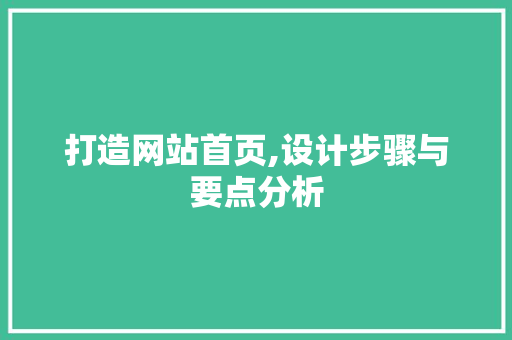 打造网站首页,设计步骤与要点分析