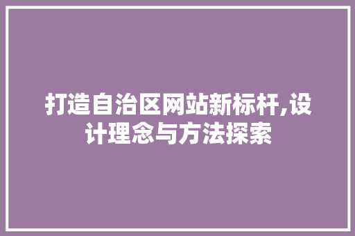 打造自治区网站新标杆,设计理念与方法探索