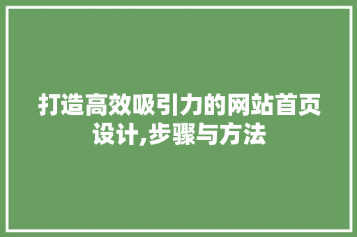 打造高效吸引力的网站首页设计,步骤与方法 Vue.js