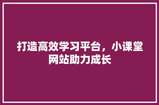 打造高效学习平台，小课堂网站助力成长 JavaScript