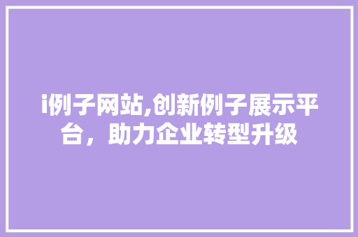 i例子网站,创新例子展示平台，助力企业转型升级