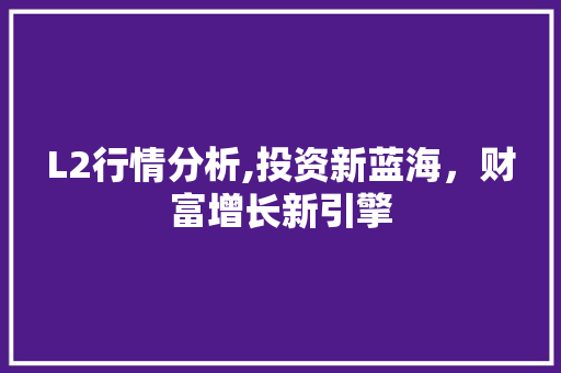 L2行情分析,投资新蓝海，财富增长新引擎