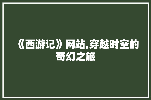 《西游记》网站,穿越时空的奇幻之旅