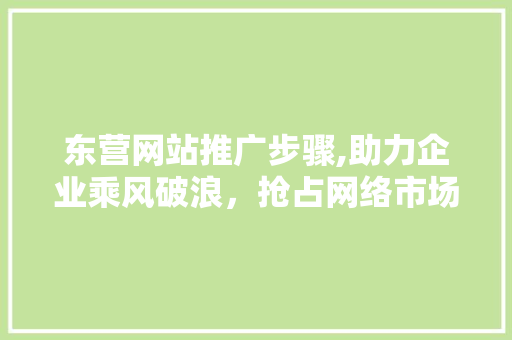 东营网站推广步骤,助力企业乘风破浪，抢占网络市场制高点 React