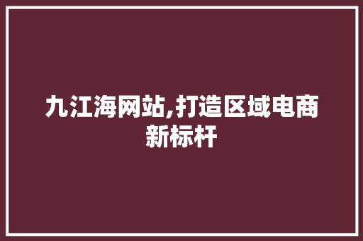 九江海网站,打造区域电商新标杆