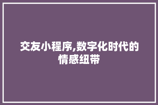 交友小程序,数字化时代的情感纽带