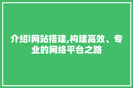 介绍i网站搭建,构建高效、专业的网络平台之路 Bootstrap