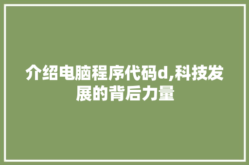 介绍电脑程序代码d,科技发展的背后力量 RESTful API