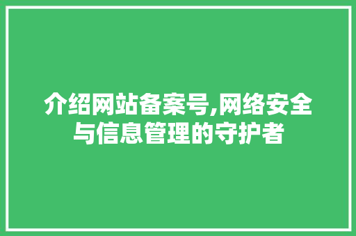 介绍网站备案号,网络安全与信息管理的守护者