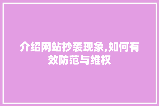 介绍网站抄袭现象,如何有效防范与维权