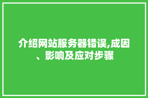 介绍网站服务器错误,成因、影响及应对步骤 RESTful API