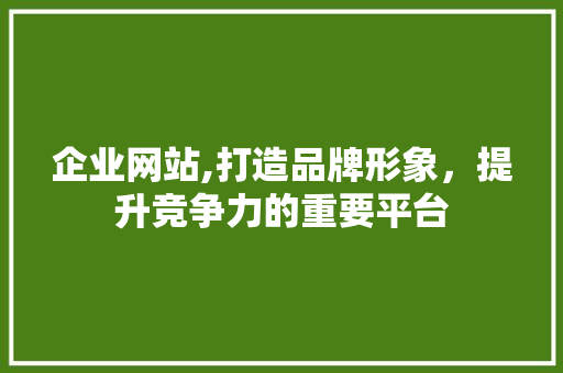 企业网站,打造品牌形象，提升竞争力的重要平台