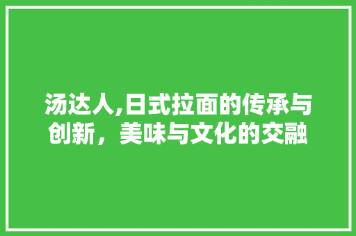 汤达人,日式拉面的传承与创新，美味与文化的交融