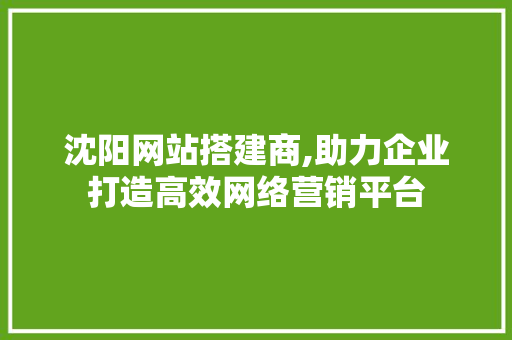 沈阳网站搭建商,助力企业打造高效网络营销平台 Java