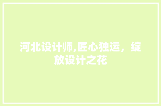 河北设计师,匠心独运，绽放设计之花