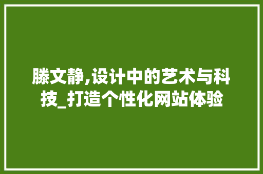 滕文静,设计中的艺术与科技_打造个性化网站体验 Python