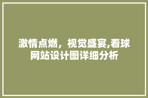 激情点燃，视觉盛宴,看球网站设计图详细分析 React