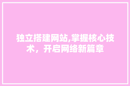 独立搭建网站,掌握核心技术，开启网络新篇章 RESTful API