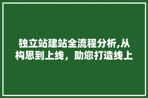 独立站建站全流程分析,从构思到上线，助您打造线上商业帝国 PHP