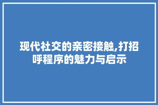 现代社交的亲密接触,打招呼程序的魅力与启示