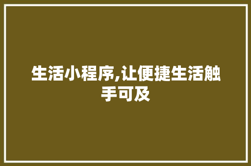 生活小程序,让便捷生活触手可及