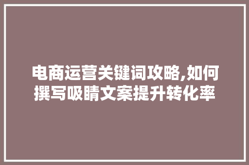 电商运营关键词攻略,如何撰写吸睛文案提升转化率