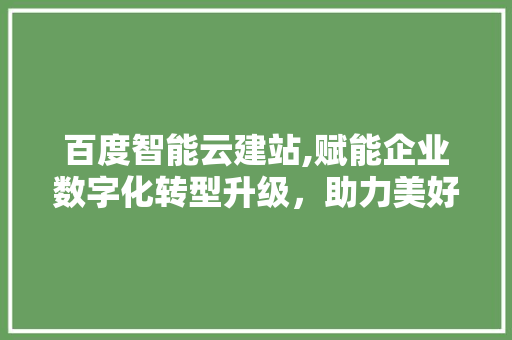 百度智能云建站,赋能企业数字化转型升级，助力美好未来