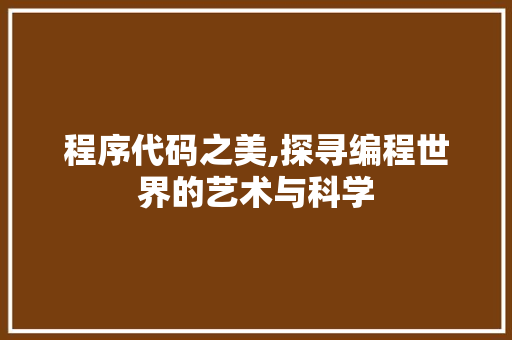 程序代码之美,探寻编程世界的艺术与科学