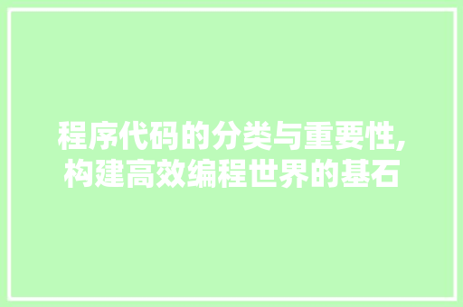 程序代码的分类与重要性,构建高效编程世界的基石 Docker