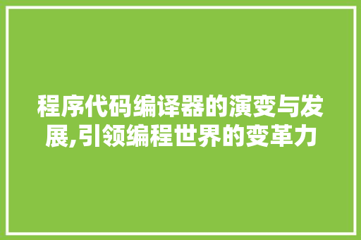 程序代码编译器的演变与发展,引领编程世界的变革力量 JavaScript