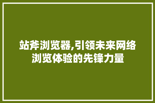 站斧浏览器,引领未来网络浏览体验的先锋力量 SQL