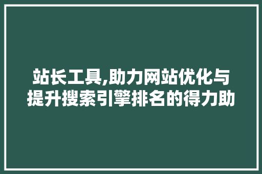 站长工具,助力网站优化与提升搜索引擎排名的得力助手