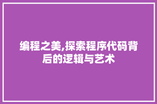 编程之美,探索程序代码背后的逻辑与艺术 SQL