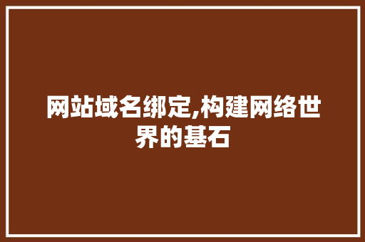 网站域名绑定,构建网络世界的基石