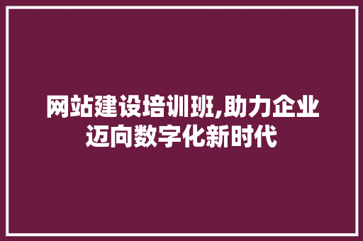 网站建设培训班,助力企业迈向数字化新时代 Webpack