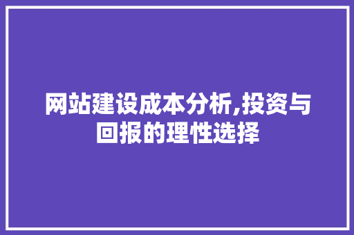 网站建设成本分析,投资与回报的理性选择