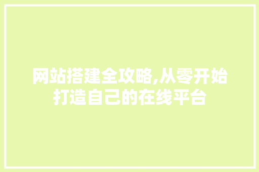 网站搭建全攻略,从零开始打造自己的在线平台 Vue.js