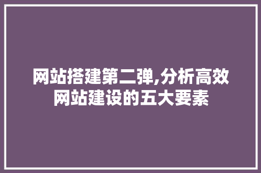 网站搭建第二弹,分析高效网站建设的五大要素 JavaScript