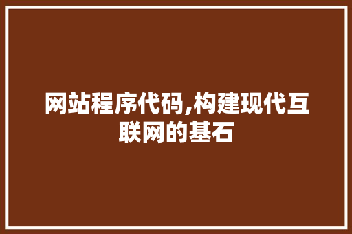 网站程序代码,构建现代互联网的基石 HTML