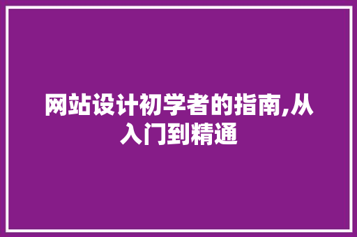 网站设计初学者的指南,从入门到精通