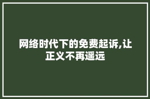 网络时代下的免费起诉,让正义不再遥远