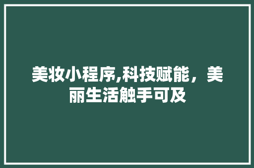 美妆小程序,科技赋能，美丽生活触手可及 SQL